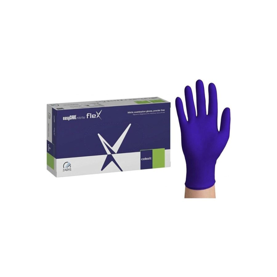 easyCARE nitrile flex Kobalt zili elastīgie nitrila diagnostikas cimdi bez pūdera (100 gab.)
