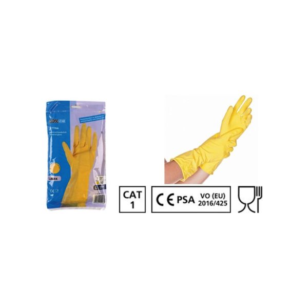 Lateksa cimdi "Bettina", dzelteni, 1 pāris