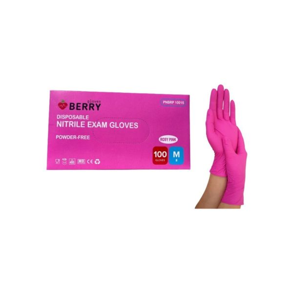 MAGENTA BERRY Nitrila cimdi, bez pūdera N100, 100 gb