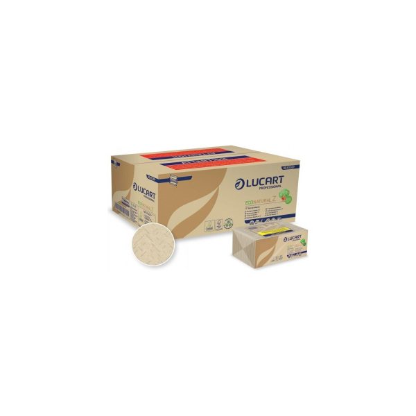 Lucart ECONATURAL Z papīra roku dvieļi loksnēs (Z-locījums, 2 sl., Fiberpack®), 18 iepakojumi