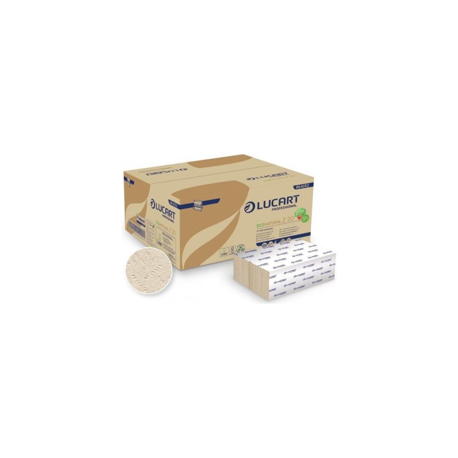 Lucart ECONATURAL Z 20 papīra roku dvieļi loksnēs (Z-locījums, 2 sl., Fiberpack®), 15 iepakojumi Lucart ECONATURAL Z 20 papīra roku dvieļi loksnēs (Z-locījums, 2 sl., Fiberpack®), 15 iepakojumi