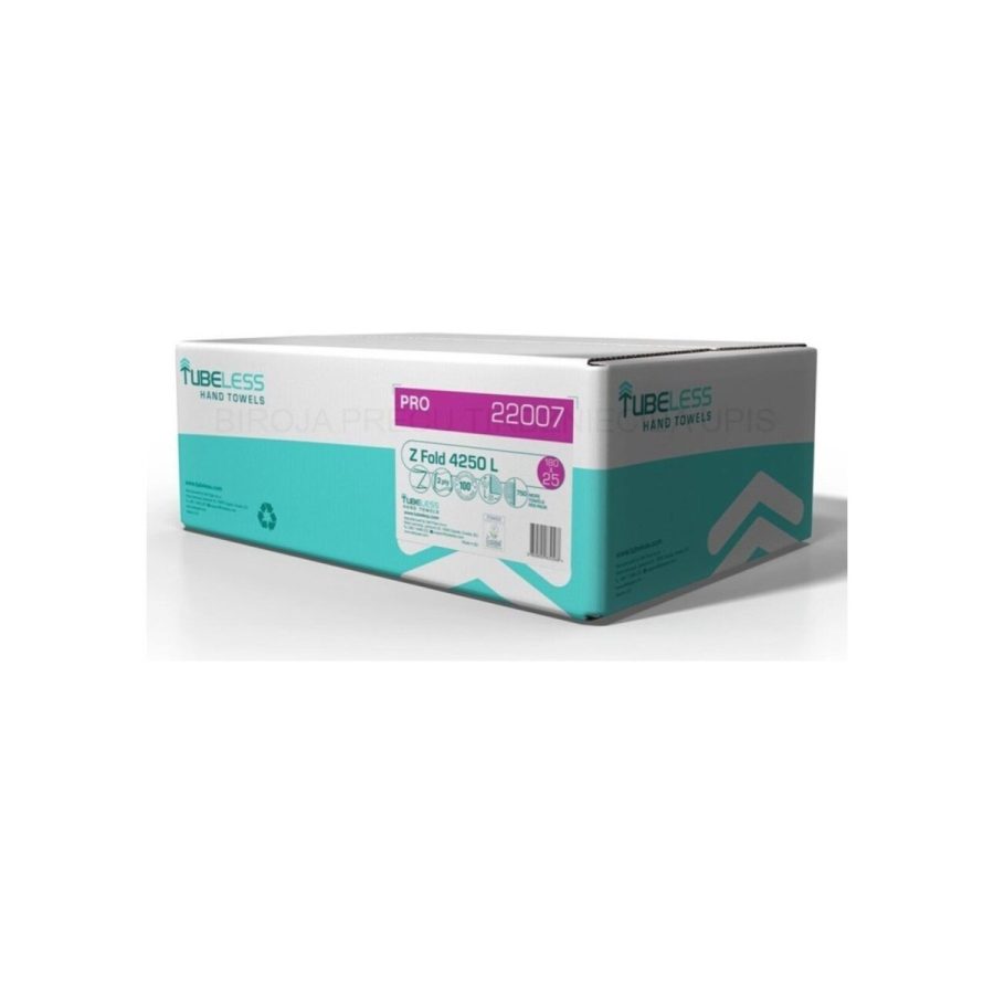 TUBLESS Z FOLD PRO 4250L, Z-locījuma papīra roku salvetes TUBLESS Z FOLD PRO 4250L, Z-locījuma papīra roku salvetes